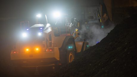 Composting site heavy machine
